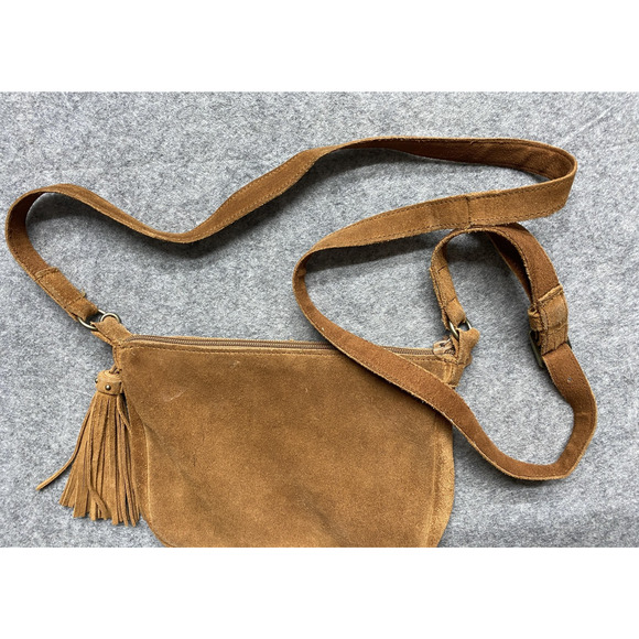Minnetonka Crossbody Bag Womens Brown Suede Tassel Whipstitch Adjustable Purse - Picture 13 of 16